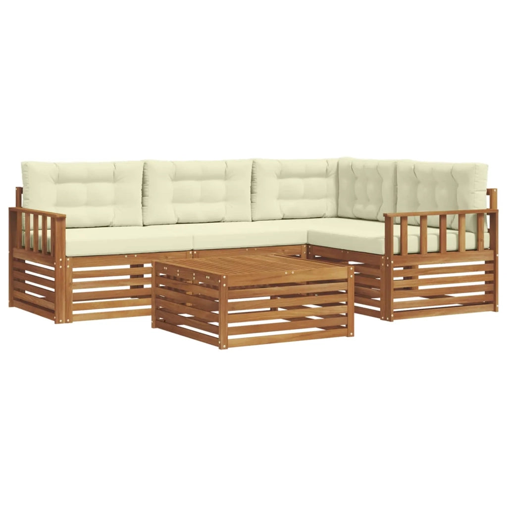 Set di divani da esterno con cuscino 5 pcs Naturale e Crema 3373410