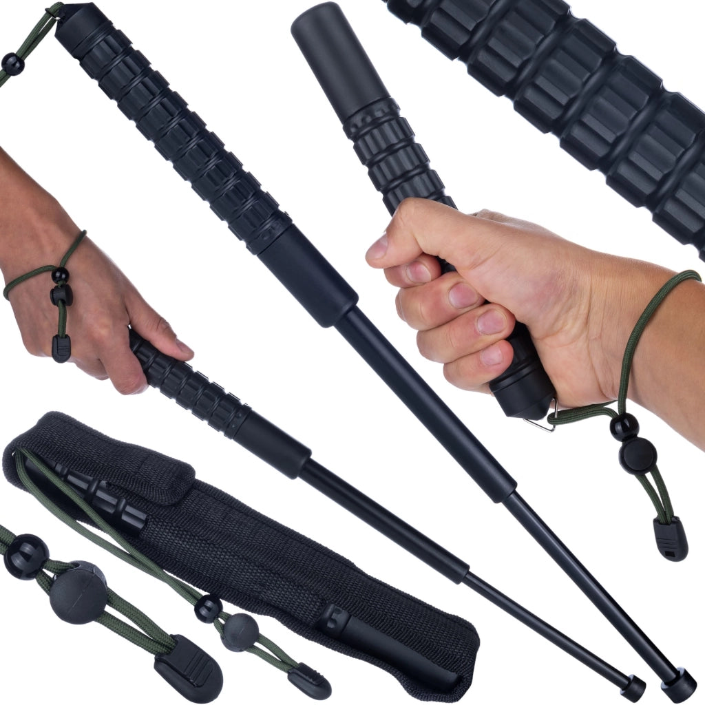 Bastone Telescopico 555 mm con Custodia – Costruzione Solida, Impugnatura Ergonomica | Cromatura Nera