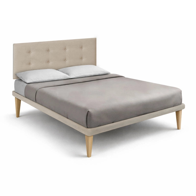 Letto imbottito Matrimoniale 180x200 cm Button - Con rete,Microfibra,Sabbia