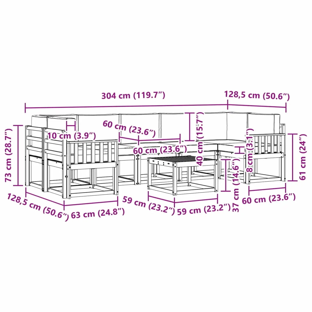 Set di divani da esterno 6 pz 3387381