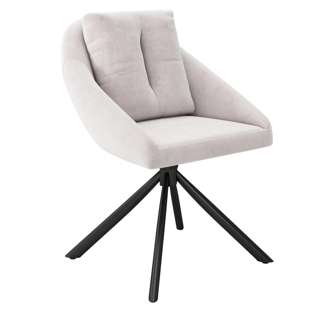 Set di 6 sedie girevoli a 360¡ã con rivestimento in velluto beige e struttura in metallo