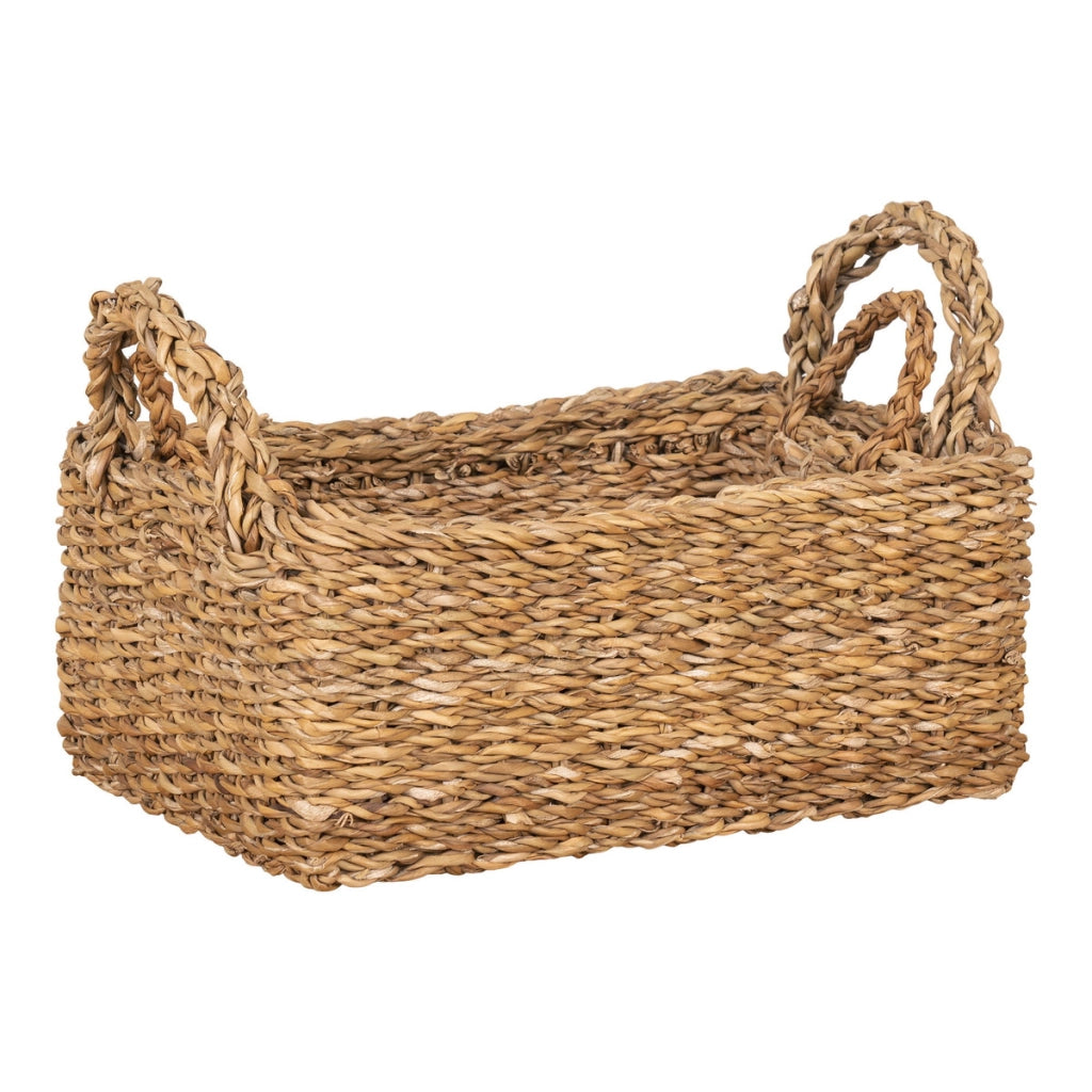 Set di 2 Cesti Portaoggetti Morella, Marrone, Erba Marina, 28x20x11 cm