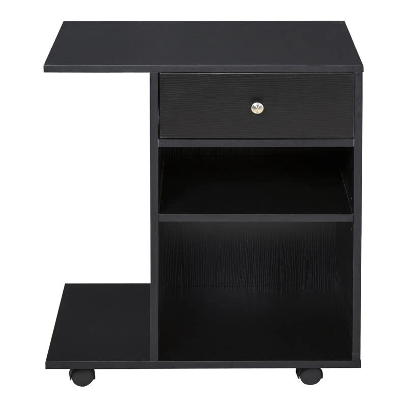 MOBILE PORTA STAMPANTE IN LEGNO NERO CON 1 CASSETTO 2 RIPIANI MENSOLA CPU