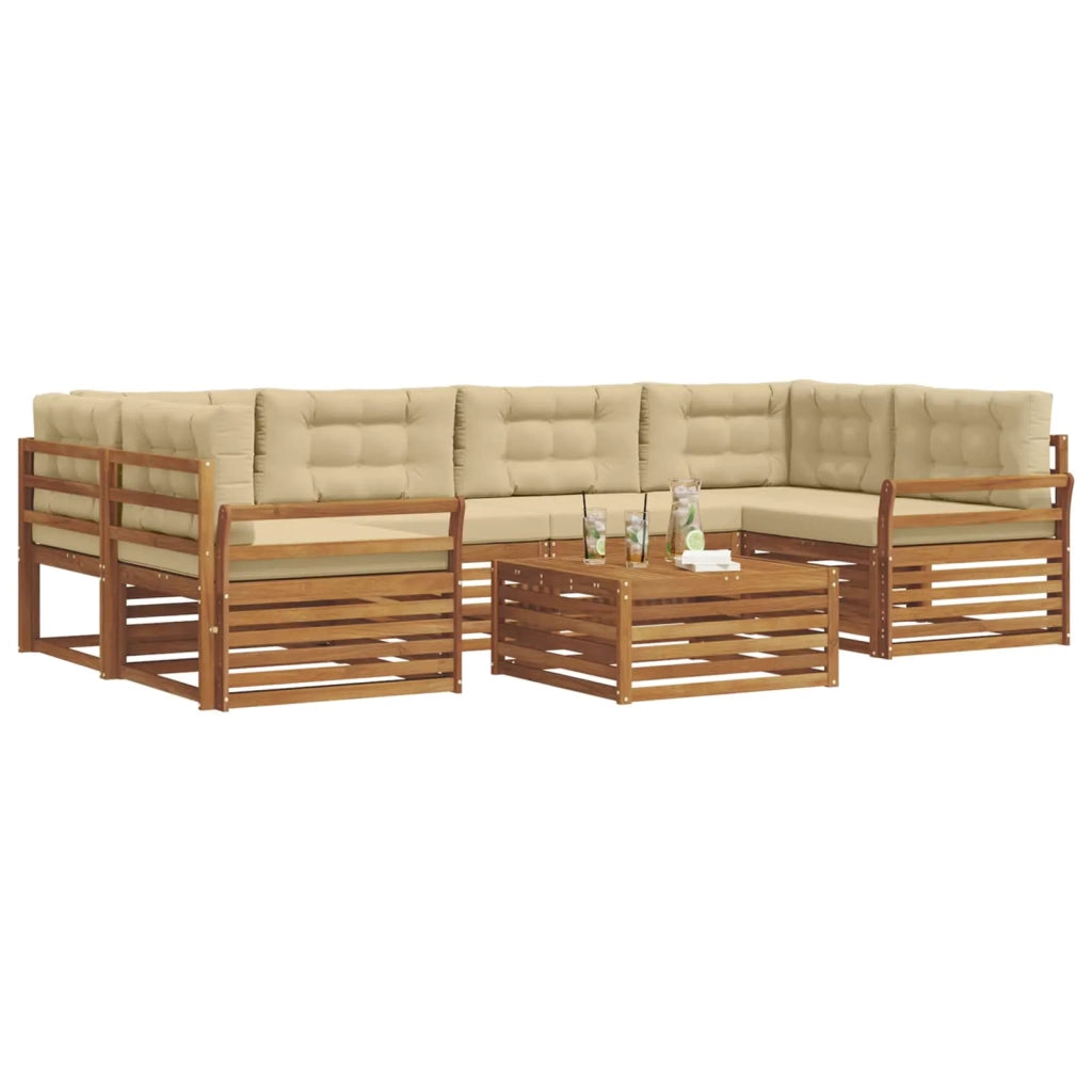 Set di divani da esterno con cuscino 7 pcs Naturale e Beige 3373103