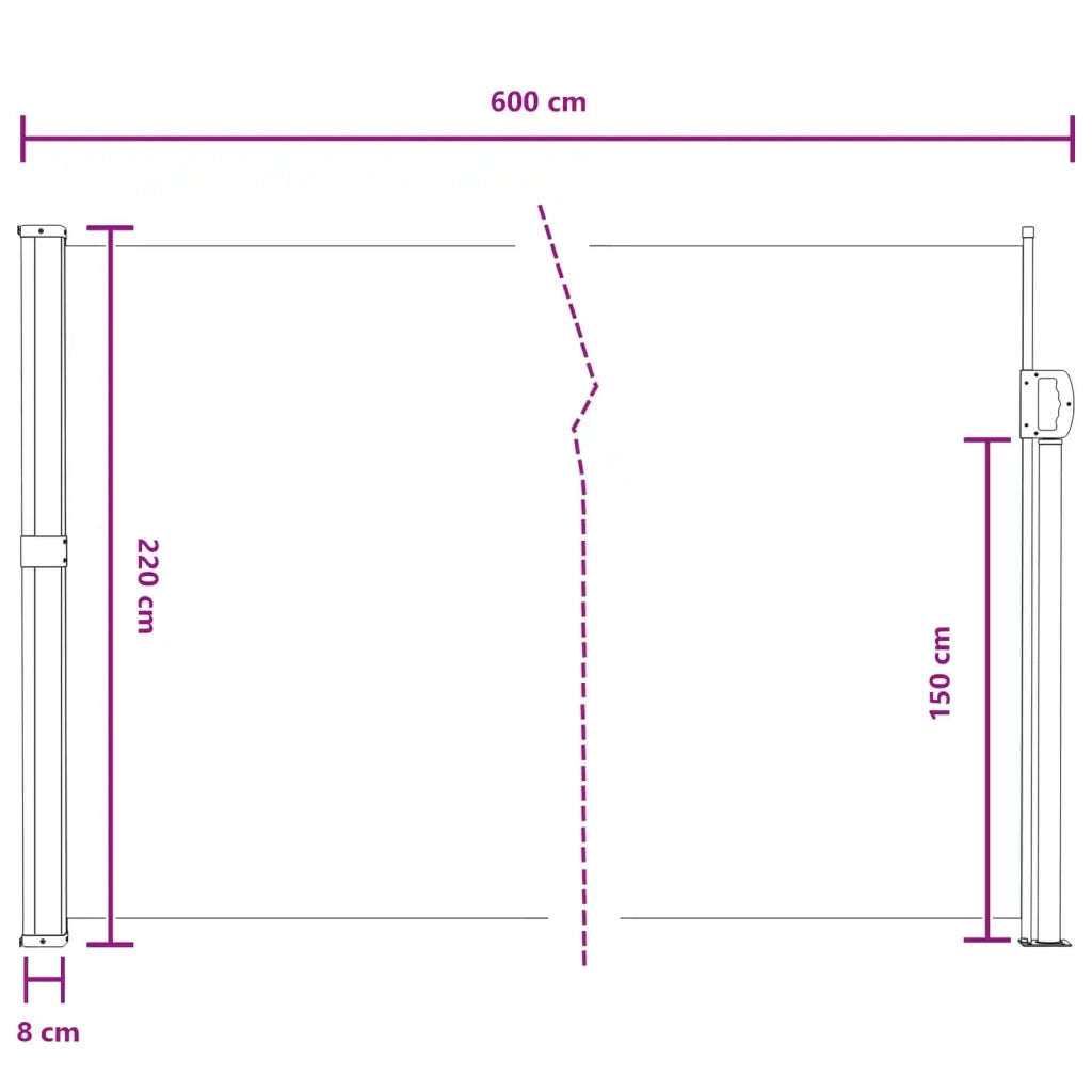 Tenda da Sole | Tenda laterale retrattile Sabbia 600 x 220 cm Poliestere