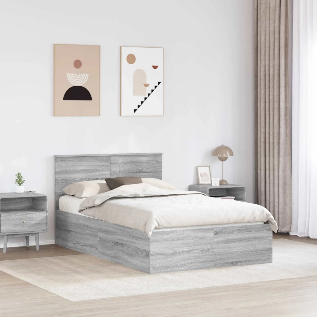 Struttura del letto con testiera Grigio Sonoma 135 x 190 cm 3408681