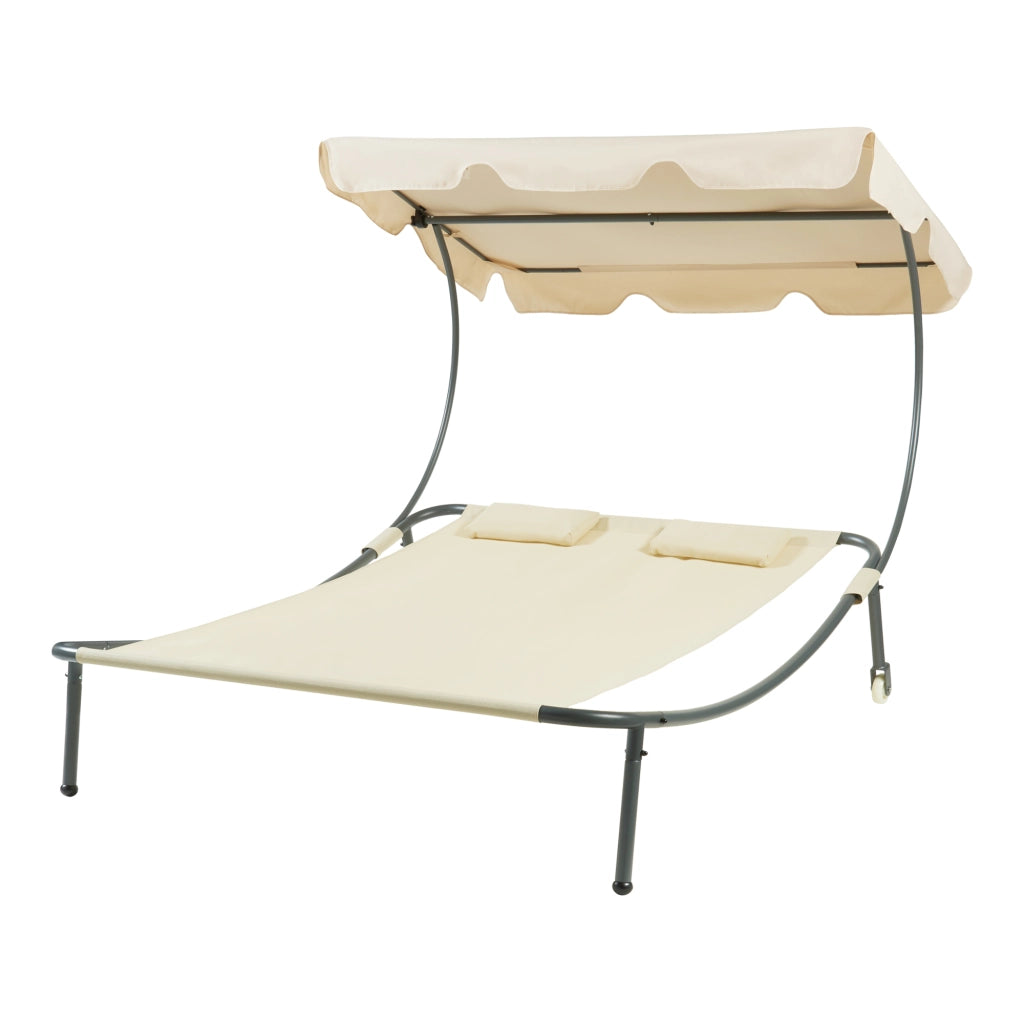 Lettino Prendisole Avigliano con Tettuccio Parasole Regolabile - Beige casa.pro