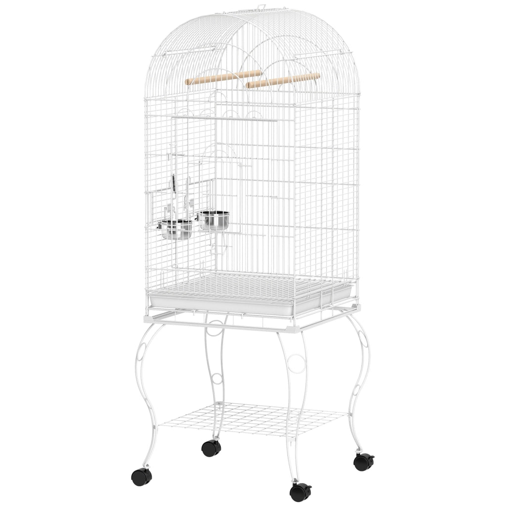 Gabbia per Uccelli con Ruote e Ripiano ¨C Xylo ¨C 51x51x153 cm Bianco