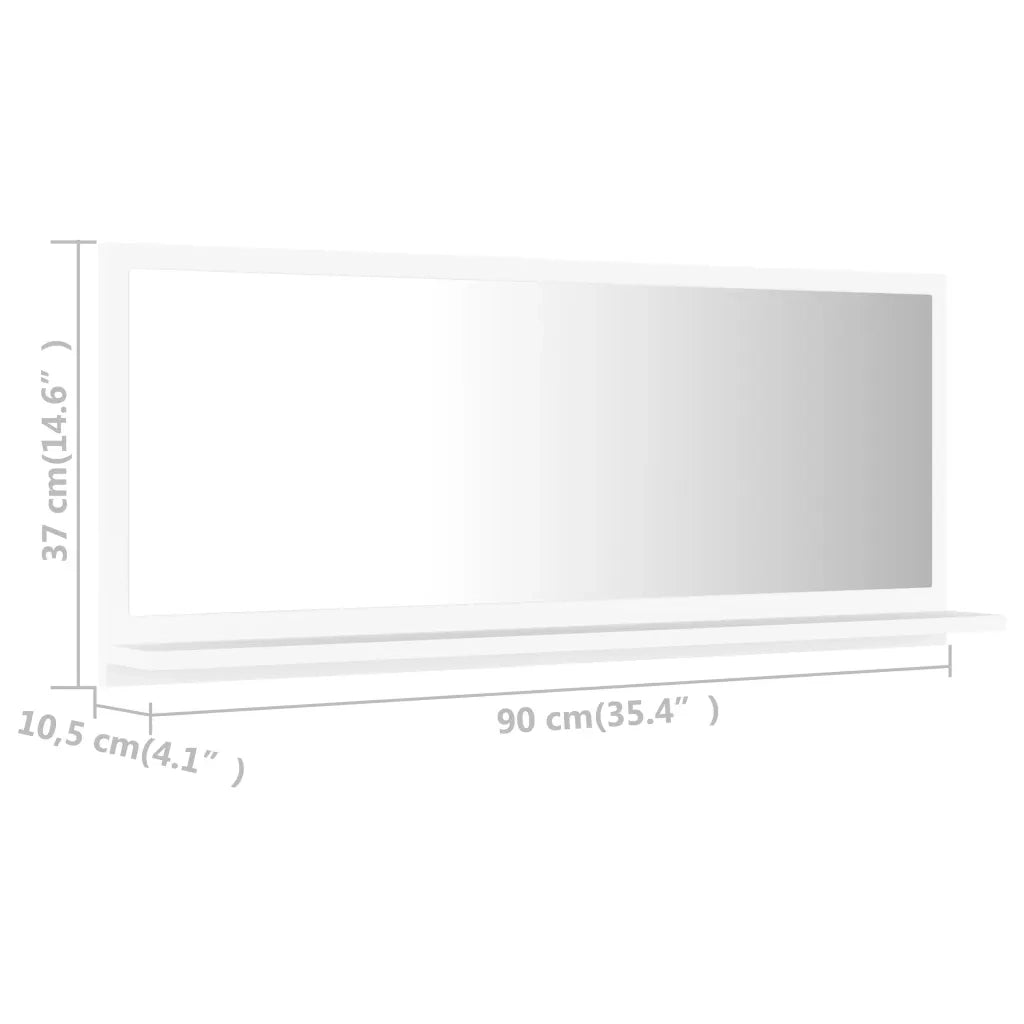 Specchio da Bagno-Specchio per Bagno Bianco 90x10,5x37 cm in Legno Multistrato