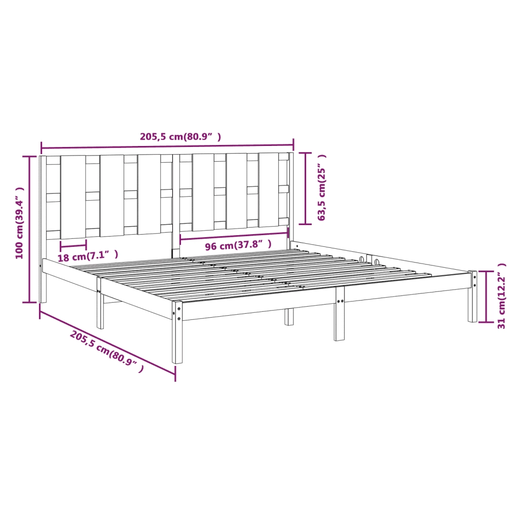Giroletto Nero in Legno Massello di Pino 200x200 cm