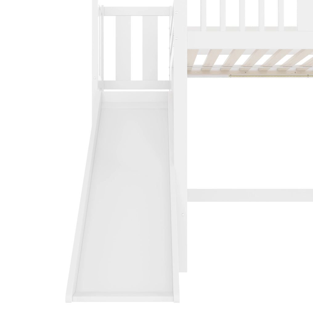 Letto a soppalco per bambini 90 x 200 cm con scivolo, LED e ripiani