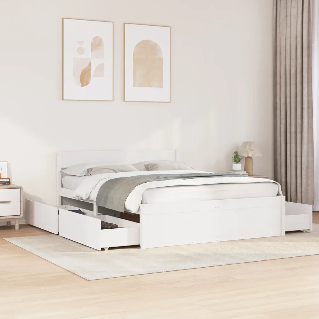 Letto senza Materasso Bianco 140x200 cm Legno Massello di Pino 3282349