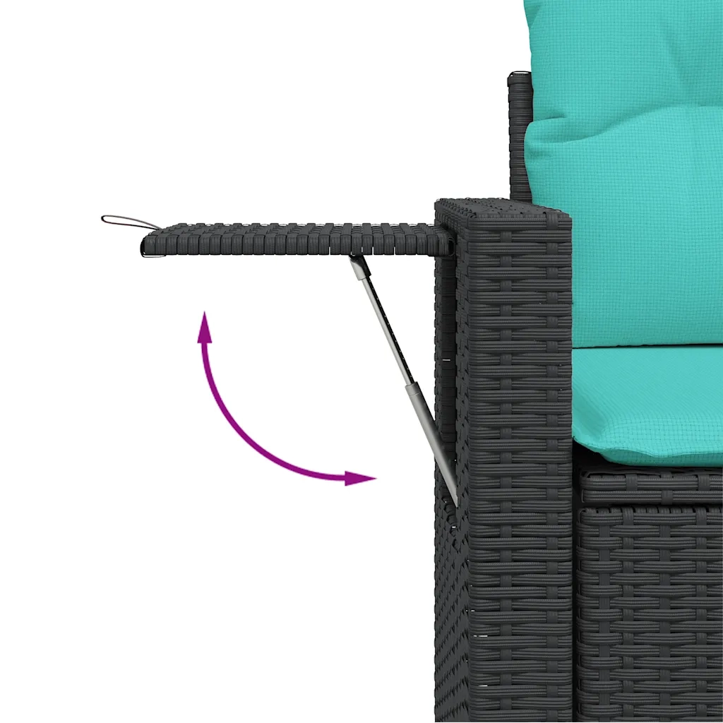 Set Divani da Giardino 7 pz con Cuscini Nero in Polyrattan 3224454