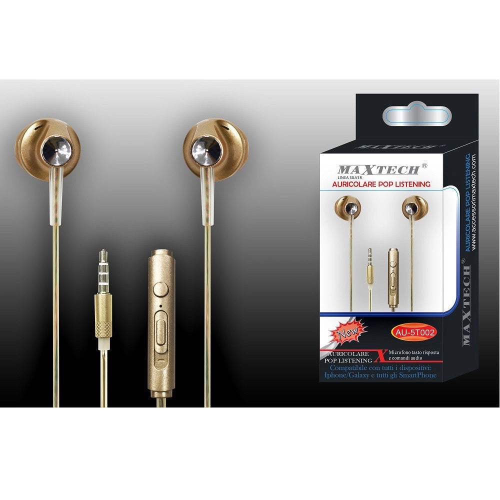 Trade Shop - Auricolari Cuffie Con Microfono Per Cellulari Smartphone Jack Maxtech Au-5t002 -