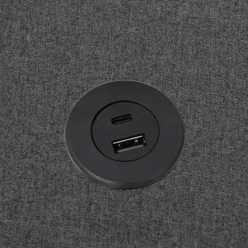 Letto contenitore 140 x 200 cm grigio con USB e porta Type-C
