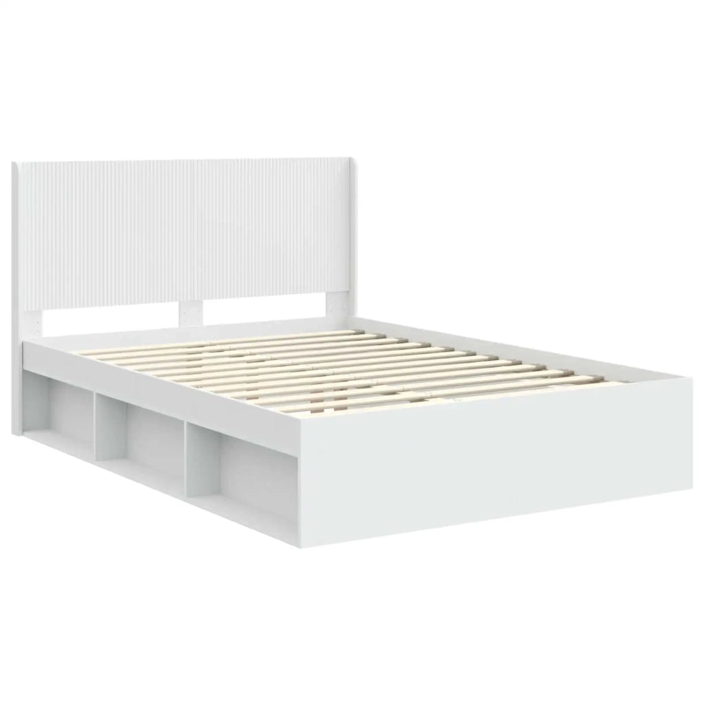 Struttura del letto con stoccaggio e testata Bianco 3413877