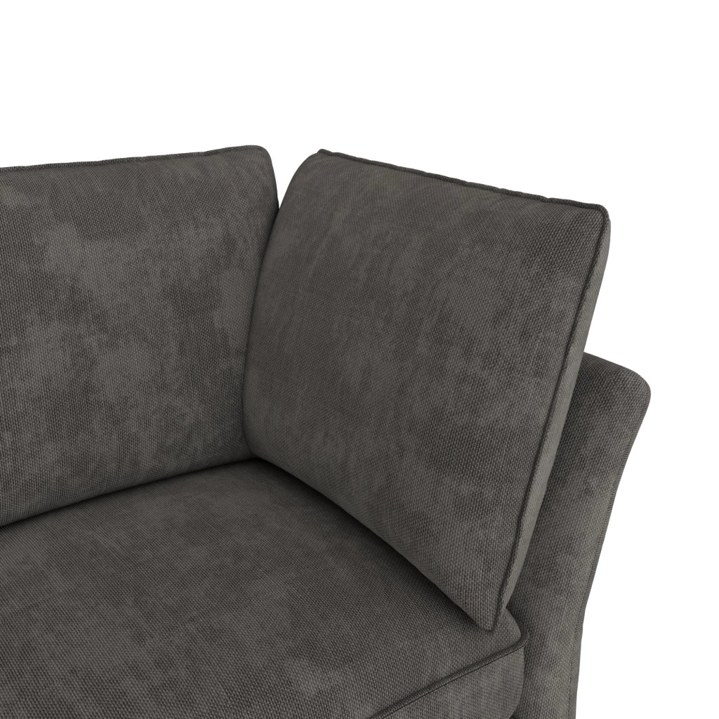 Divano angolare modulare da 4 a 5 posti in ciniglia grigio con pouf contenitore e 2 cuscini 225 × 137 × 84 cm
