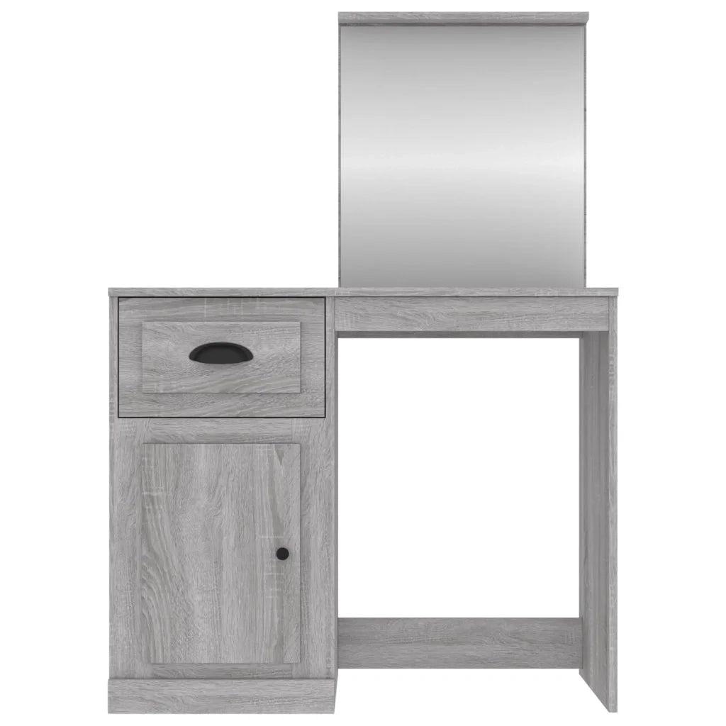 Toeletta | Tavolo da Trucco Specchio Grigio Sonoma 90x50x132,5cm Legno Multistrato