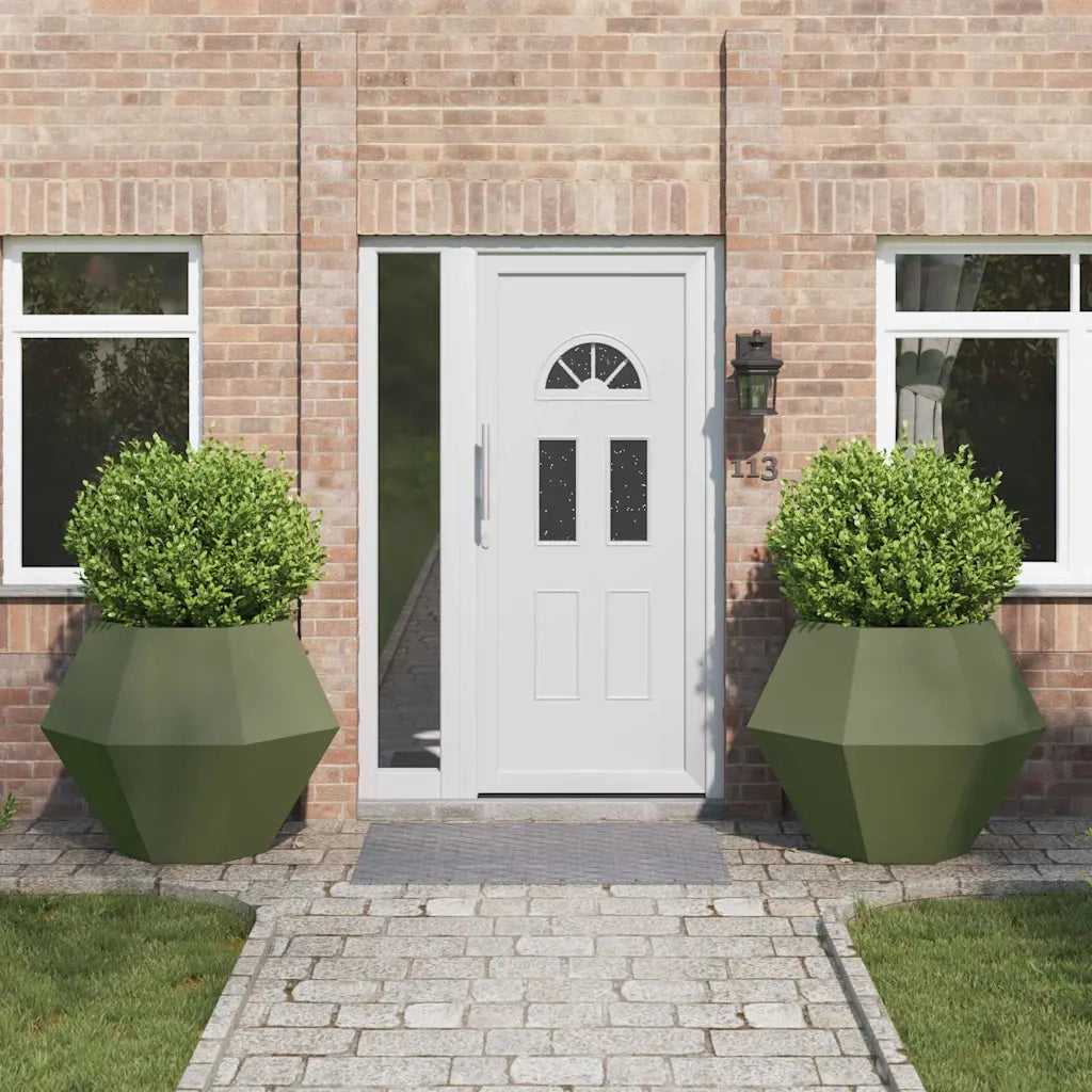 Fioriera 2 pcs Verde oliva 100 x 100 x 80 cm Acciaio 884031