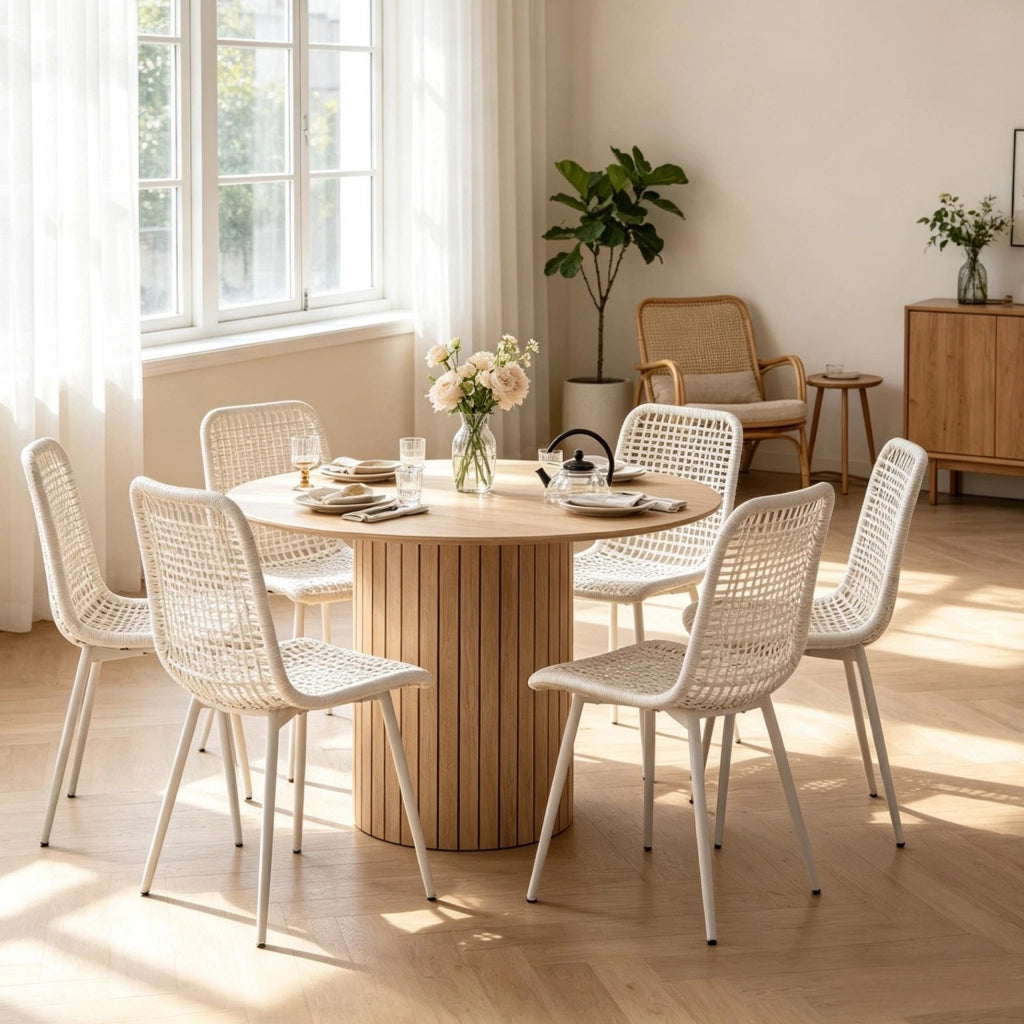 Tavolo da pranzo rotondo in legno massello Ø 120 cm marrone chiaro