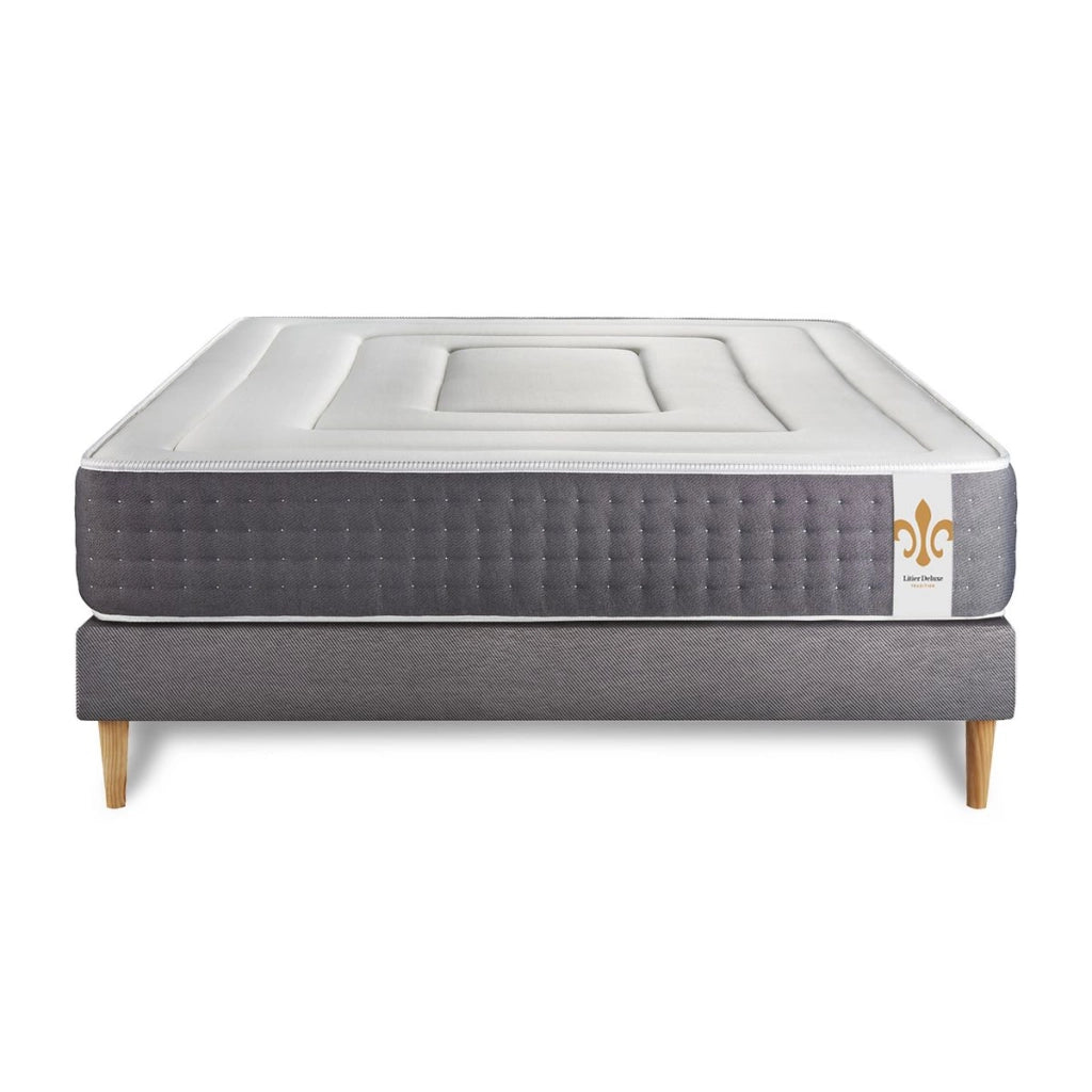 Pacchetto letto completo - Materasso 140x200cm + Box spring con doghe (kit) + 2 cuscini + Piumino - Vingt-Six