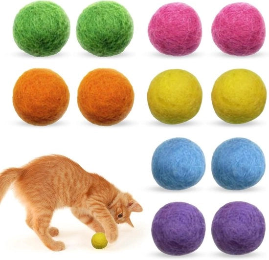 12 pezzi di feltro naturale di lana palline gioco per gatti e gattini