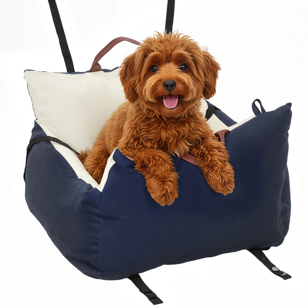 Seggiolino Auto per Cane con Cintura di Sicurezza ¨C Xylo ¨C Imbottito 49x53x36cm Blu Navy