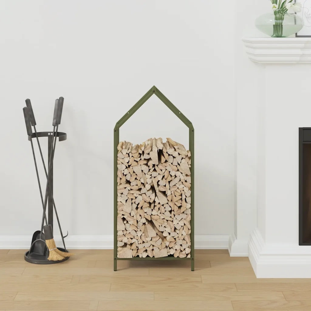 Rastrelliera per Legna da Ardere Verde Oliva 40x25x90 cm CFW8988005