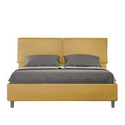 BS COM Letto matrimoniale con rete imbottito 160x190 microfibra ocra