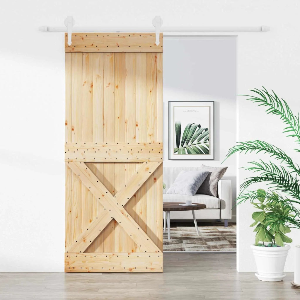 Porta scorrevole Naturale e Bianco 100 x 210 cm 3445175
