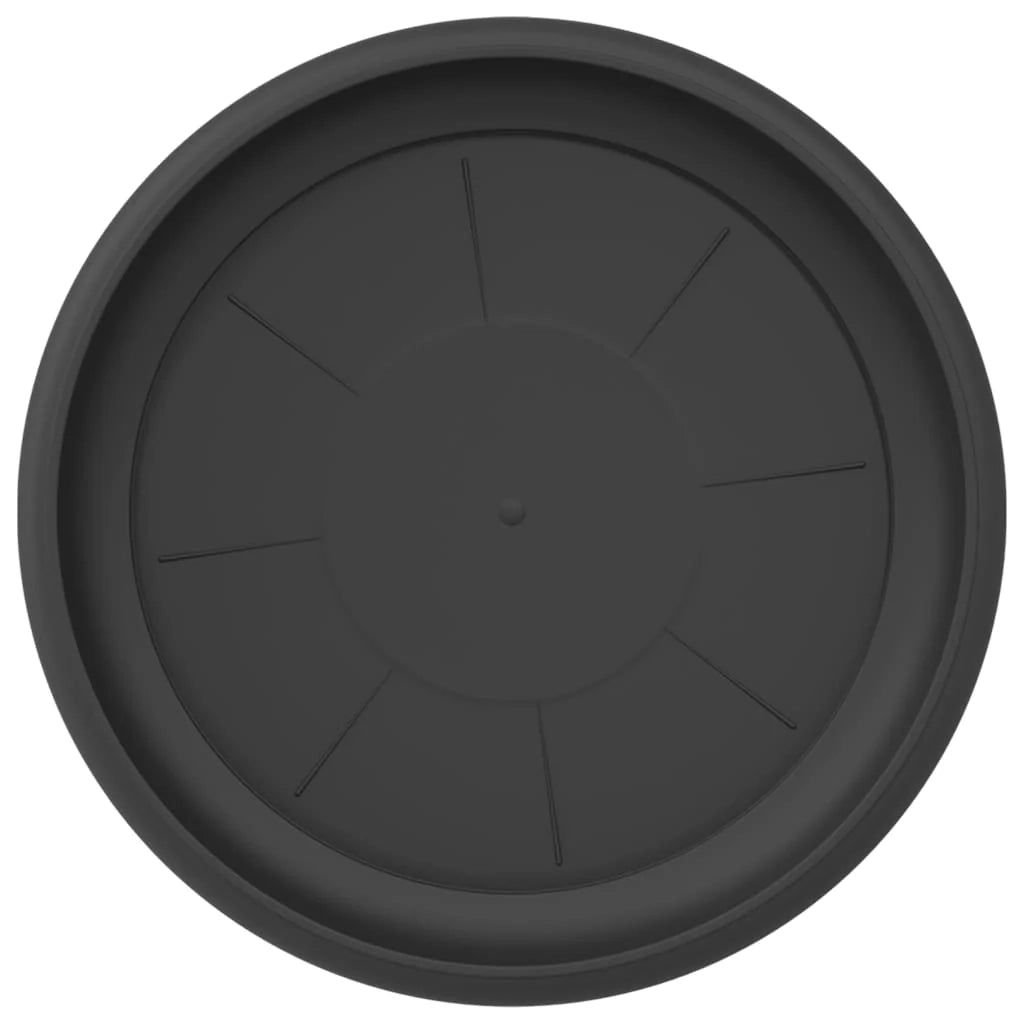 Set di 6 vassoi rotondi per fiori 27 x 27 x 2,5 cm per uso interno ed esterno design moderno plastica nera 02_0059345