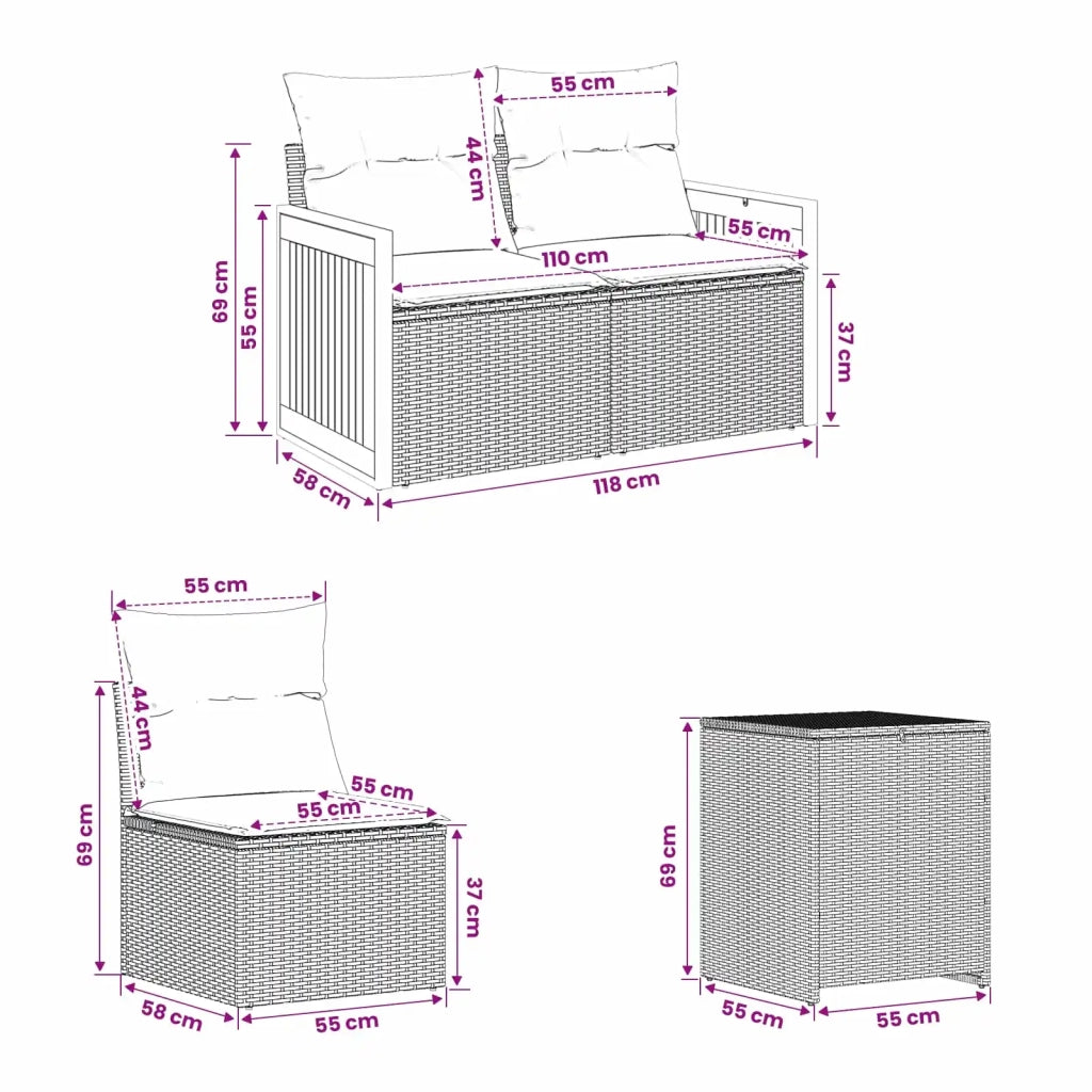 Set di divani 7 pz Beige e Grigio Chiaro 3448893