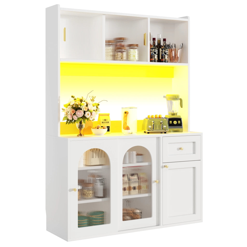 Mobile Buffet con LED e Ripiani Regolabili ¨C MINIMAL ¨C Bianco
