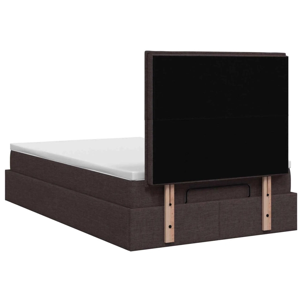 Letto Ottomano con Materasso e LED Marrone Scuro 120 x 200 cm 3457982
