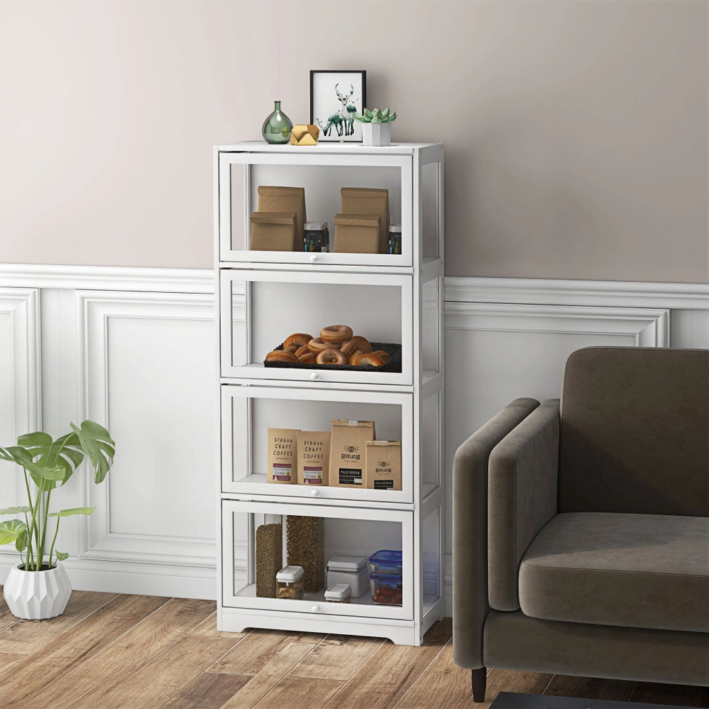 Vetrina Libreria 4 Ripiani con Ante ¨C Xylo ¨C Bianco 59x30x139 cm