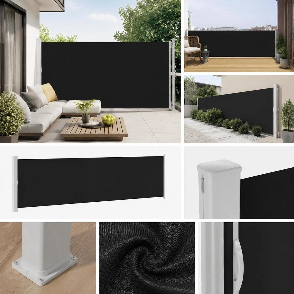 Extendable Side Awning 600x160 Cm Black