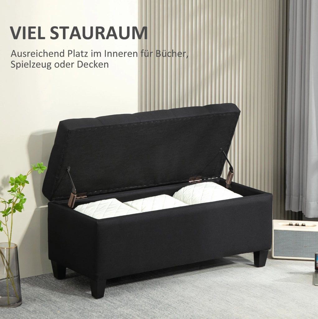 Panca contenitore imbottita 100x40x44 cm in poliestere nero HOMVRA