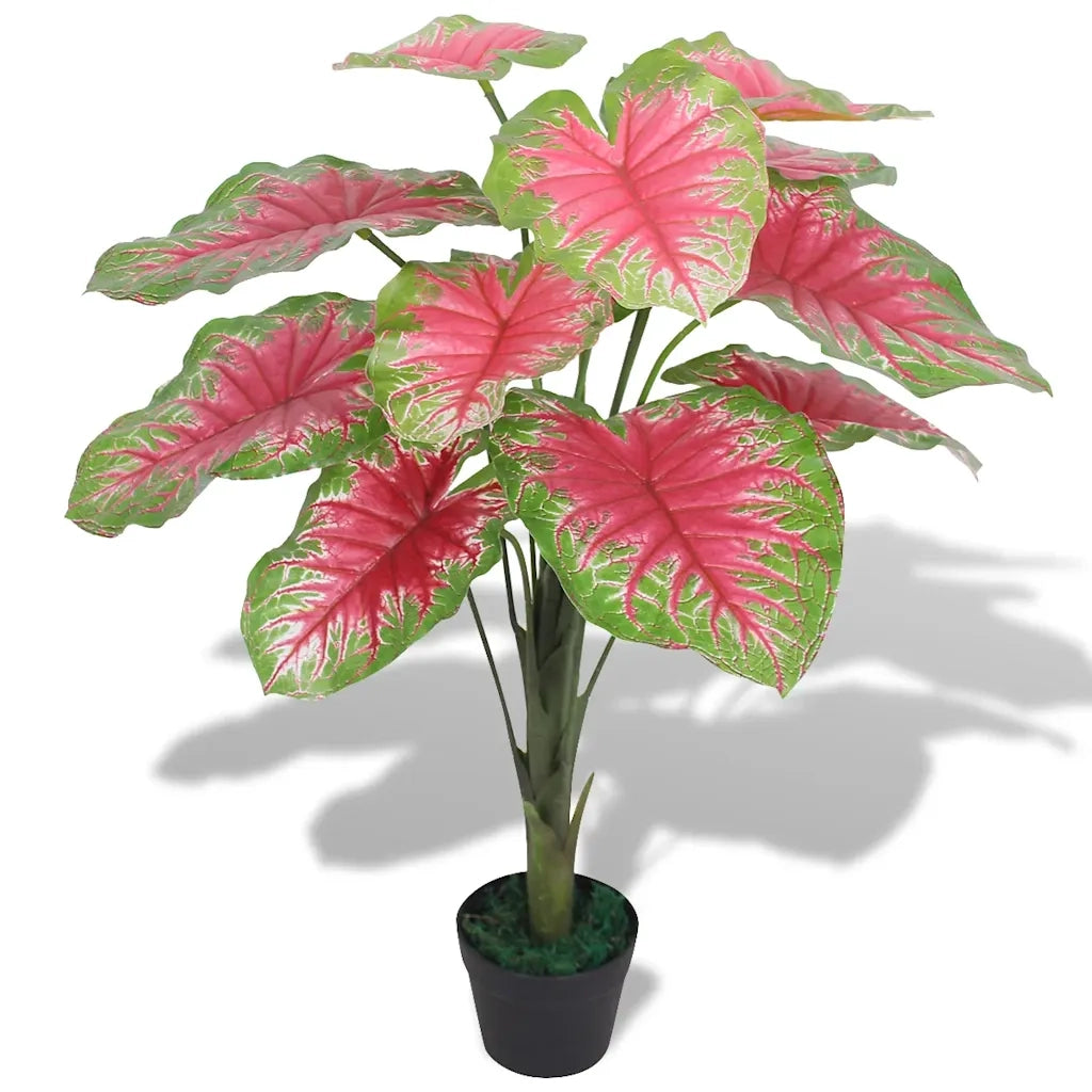 Caladio Pianta Artificiale con Vaso 85 cm Verde e Rosso 244436