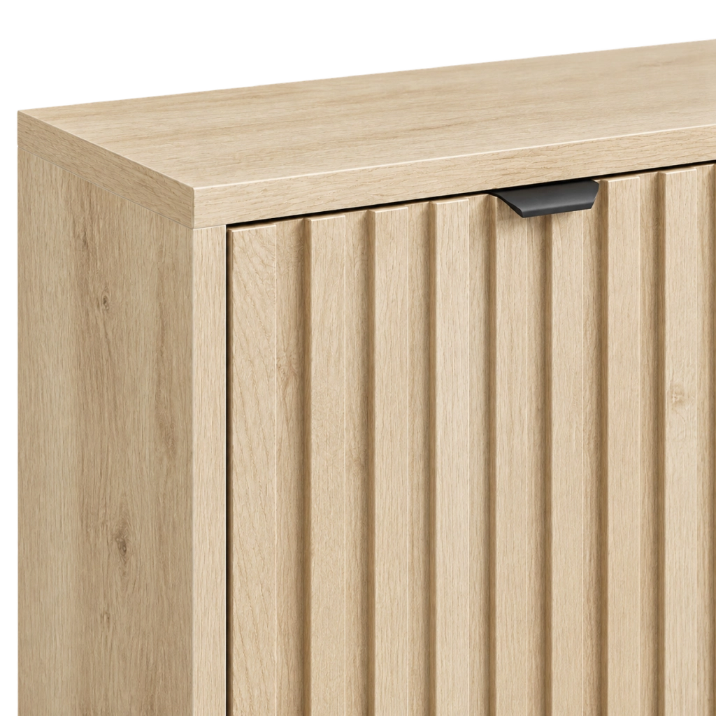 Scarpiera con 2 vani a ribalta in MDF e truciolare colore rovere