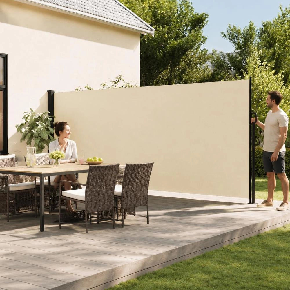 Extendable Side Awning, Cream, 160x500 Cm