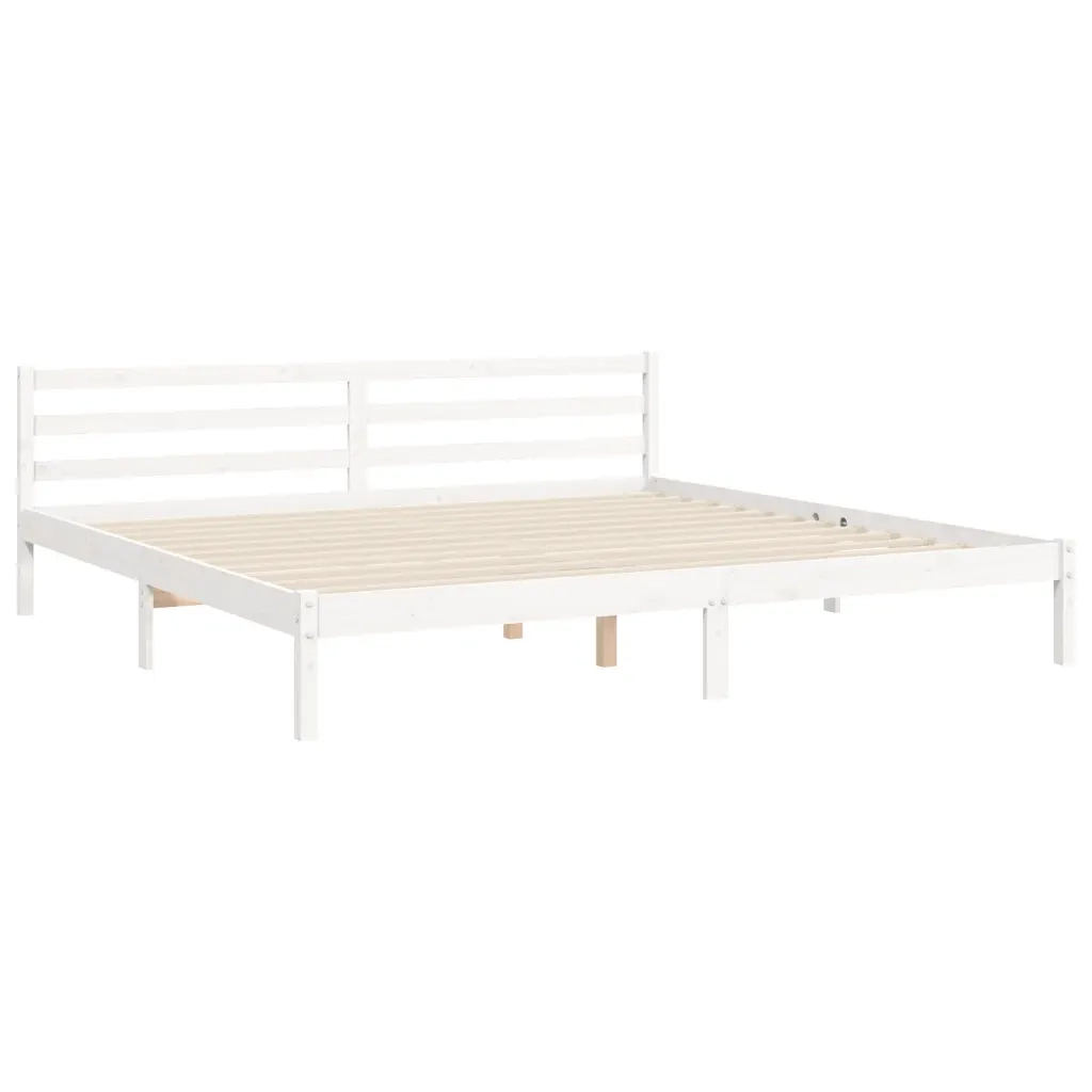Giroletto con Testiera-Struttura Letto con testiera Bianco 200x200 cm in Legno Massello 520106