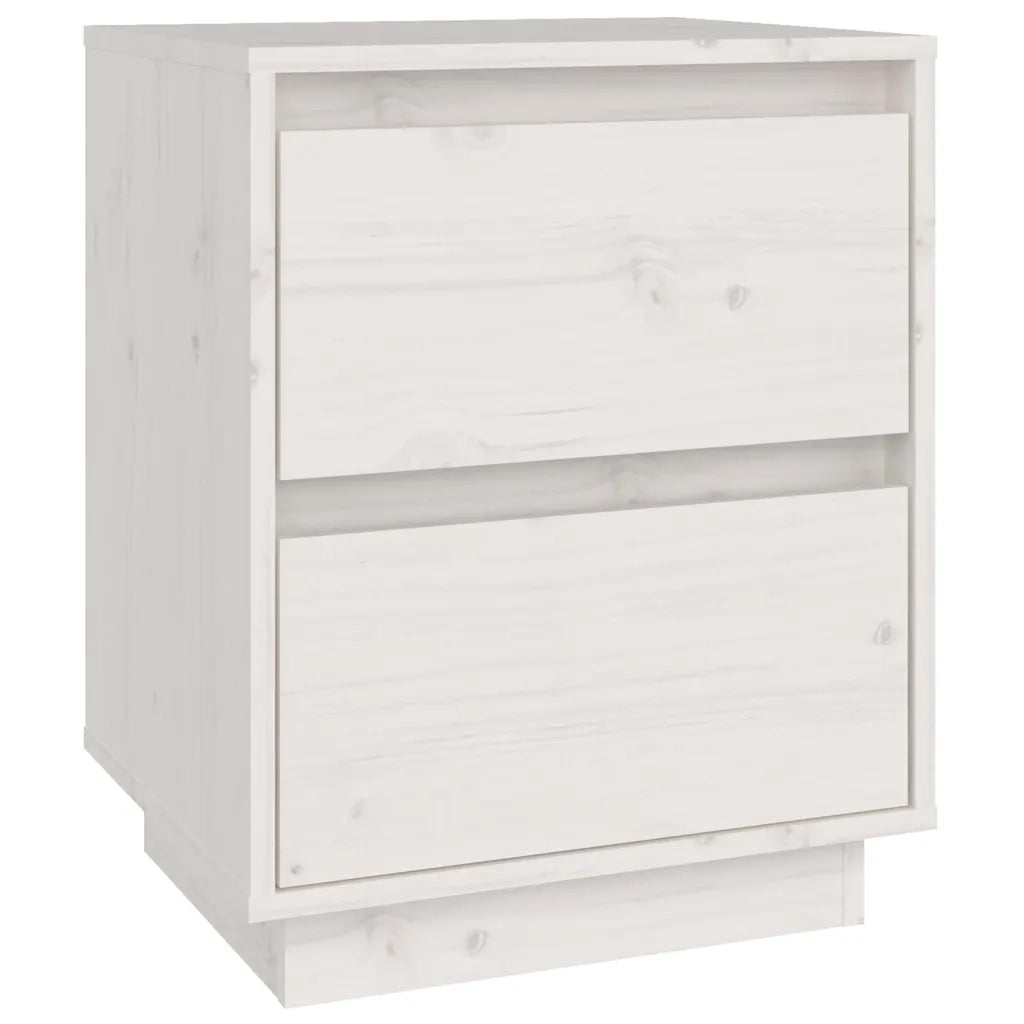 Comodini 2 pz Bianchi 40x35x50 cm in Legno Massello di Pino 813318