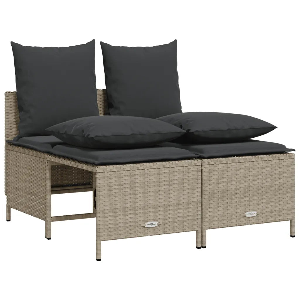 Set Divano da Giardino 4pz | Set Salotto da Giardino con Cuscini Grigio Chiaro Polyrattan