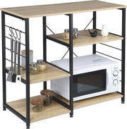 Magazzino per Cucina con 5 Scomparti, Scomparto di Stoccaggio in Metallo con Scheda di Stoccaggio 90x40x83,5cm, Nero+Legno di Abete