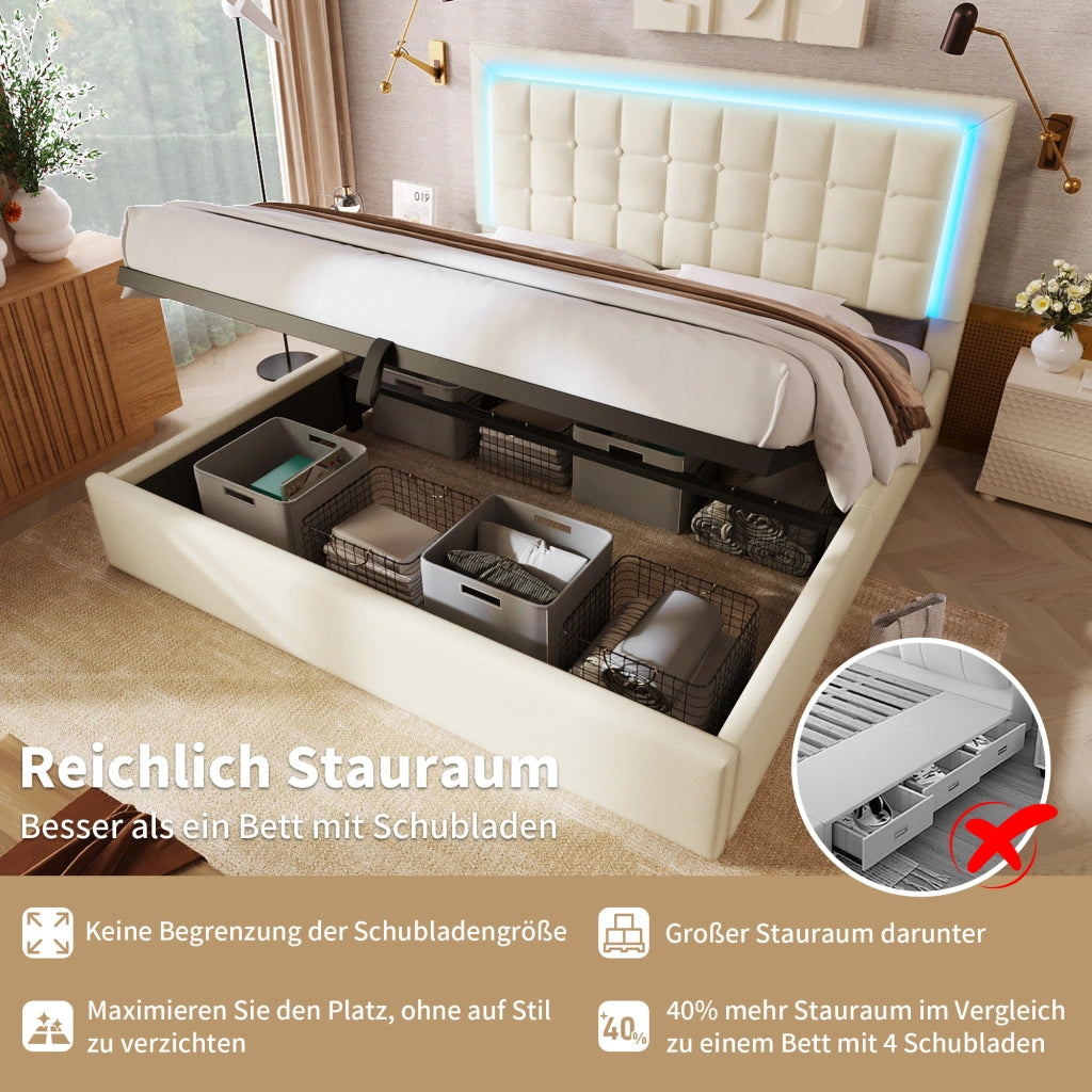 letto imbottito in pu bianco 160x200 cm