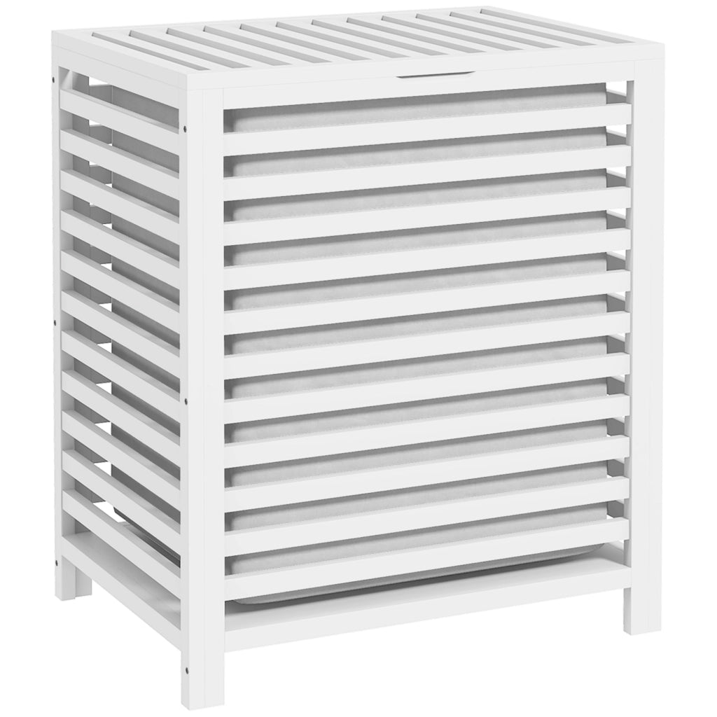 Cesto per Biancheria in Bamb¨´ con 2 Maniglie e Sacchetto Estraibile ¨C Minimal ¨C 50x36x60 cm Bianco