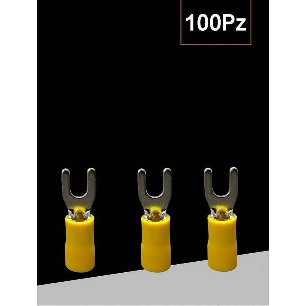 Trade Shop - Set 100pz Capicorda A Forcella A Crimpare Per Cavi 1.5-2.5 Mm² Isolato M4 Sv2-4 -