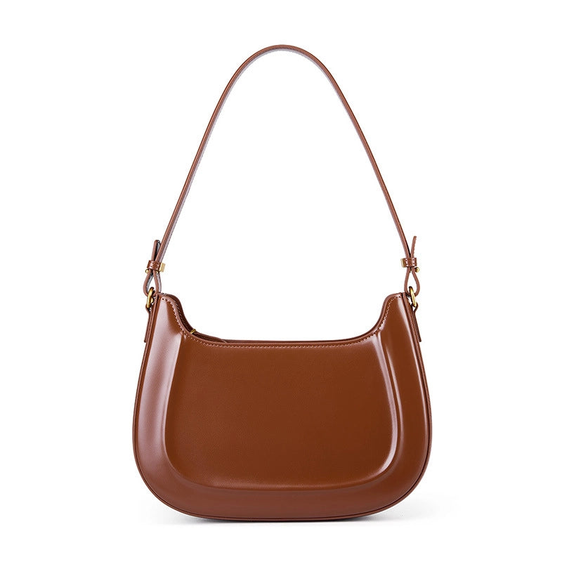 Borsa a mano da donna in vera pelle, borsa a tracolla, borsa a spalla, borsa a secchiello, marrone