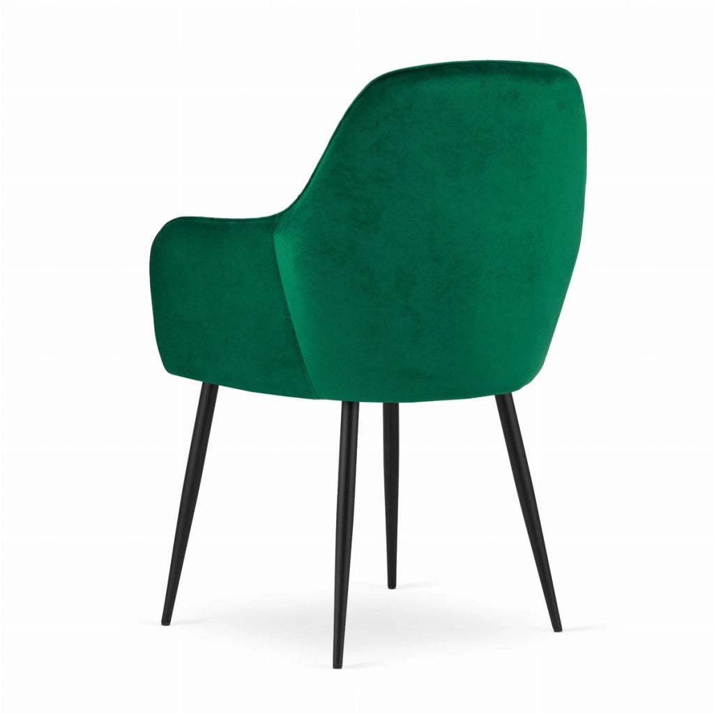 Set di 2 poltroncine Lugo in velluto verde con gambe nere