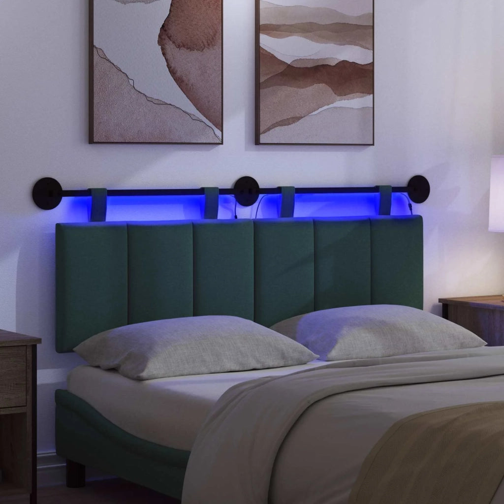 Testiera | Testata sospesa Con luce LED Verde Scuro Tessuto